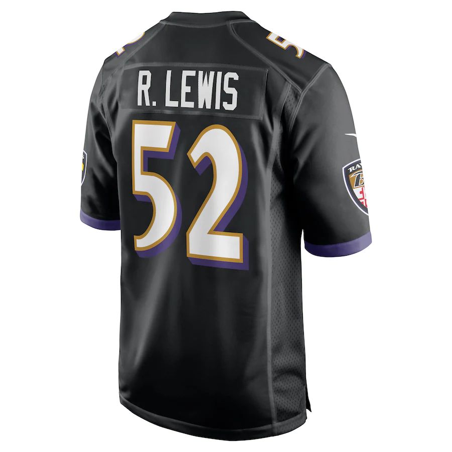 B.Ravens #52 Ray Lewis Black Retired Player Jersey Stitched American Football Jerseys - Main View