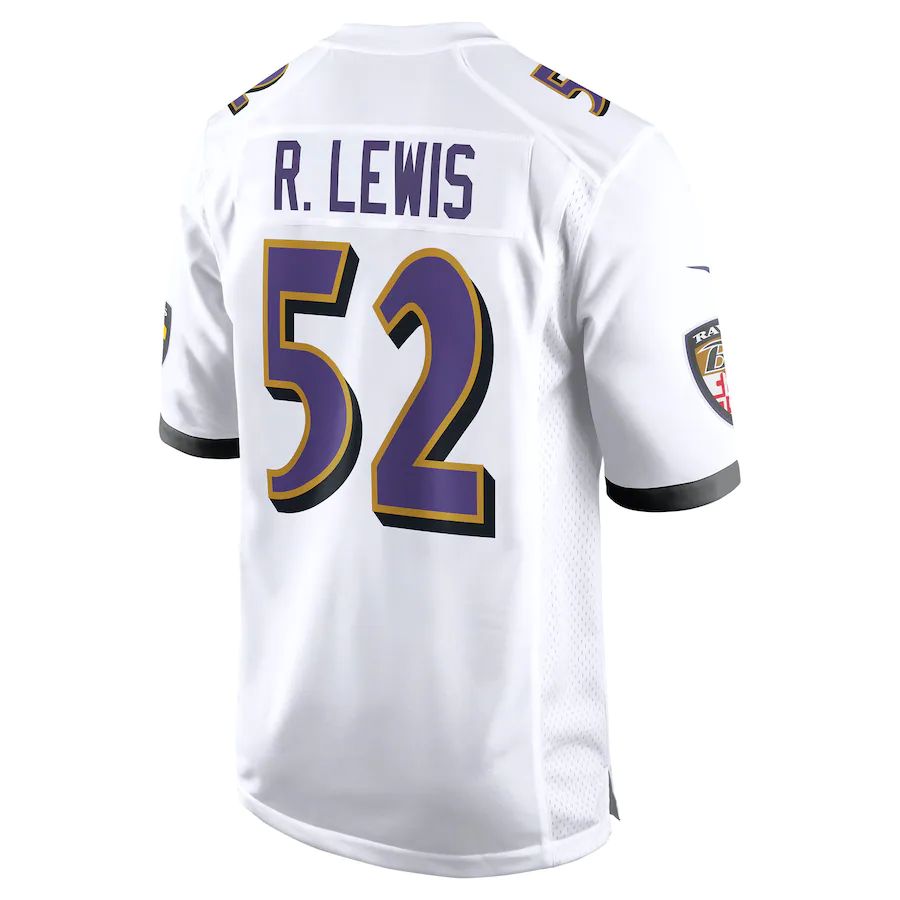B.Ravens #52 Ray Lewis White Retired Player Game Jersey Stitched American Football Jerseys - Main View