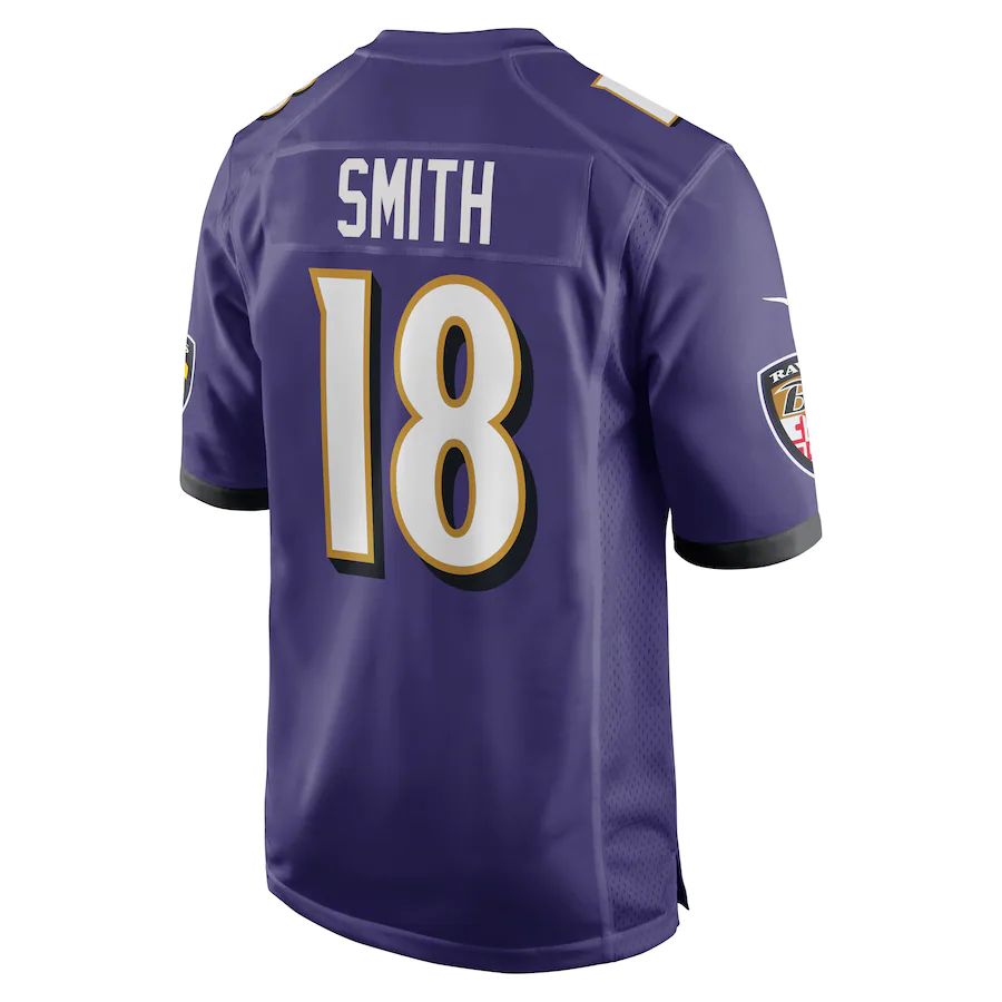 B.Ravens #18 Roquan Smith Purple Game Player Jersey Stitched American Football Jerseys - Main View