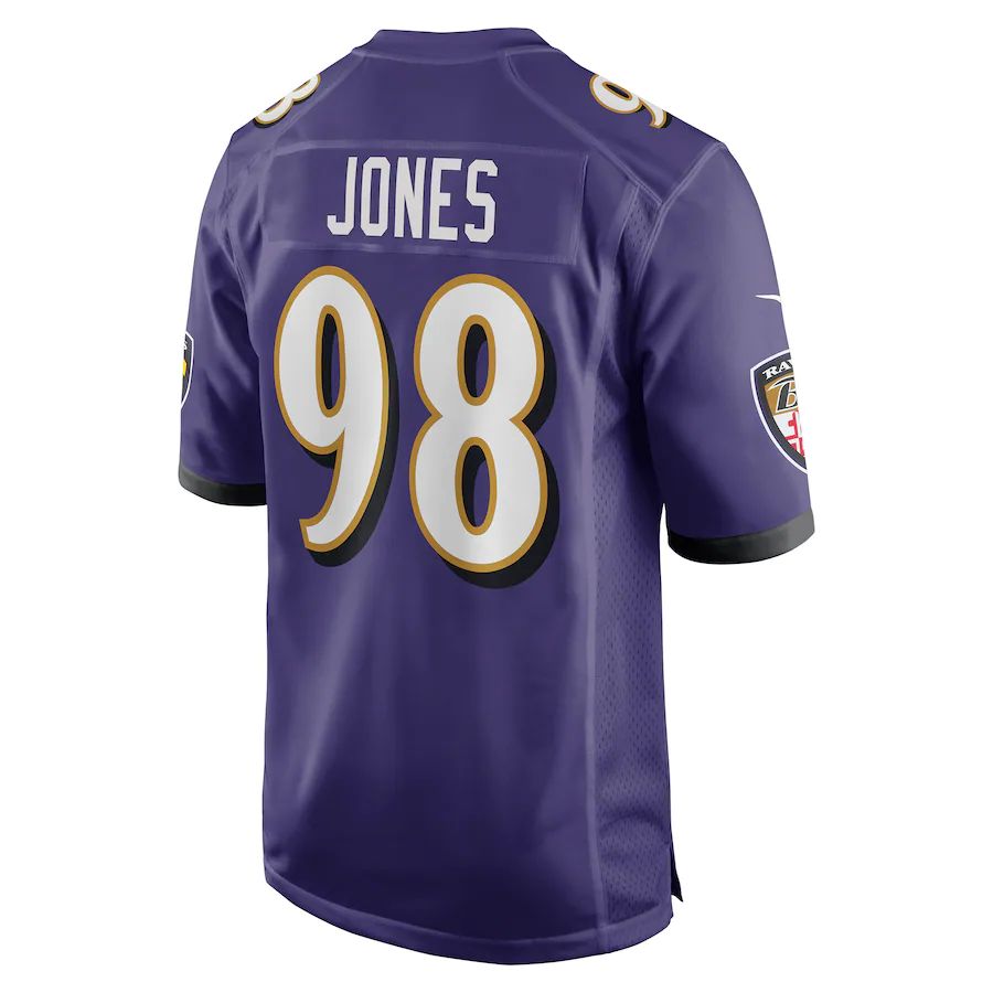 B.Ravens #98 Travis Jones Purple Player Game Jersey Stitched American Football Jerseys - Main View