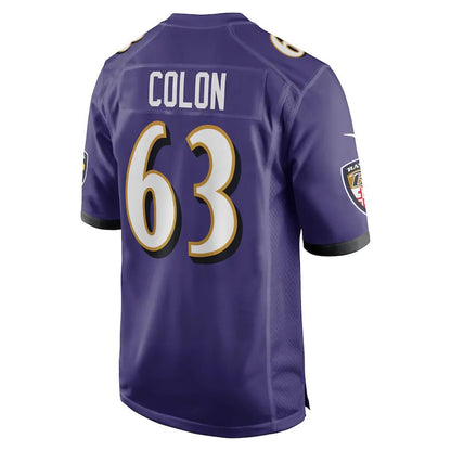 B.Ravens #63 Trystan Colon Purple Game Player Jersey Stitched American Football Jerseys - Main View