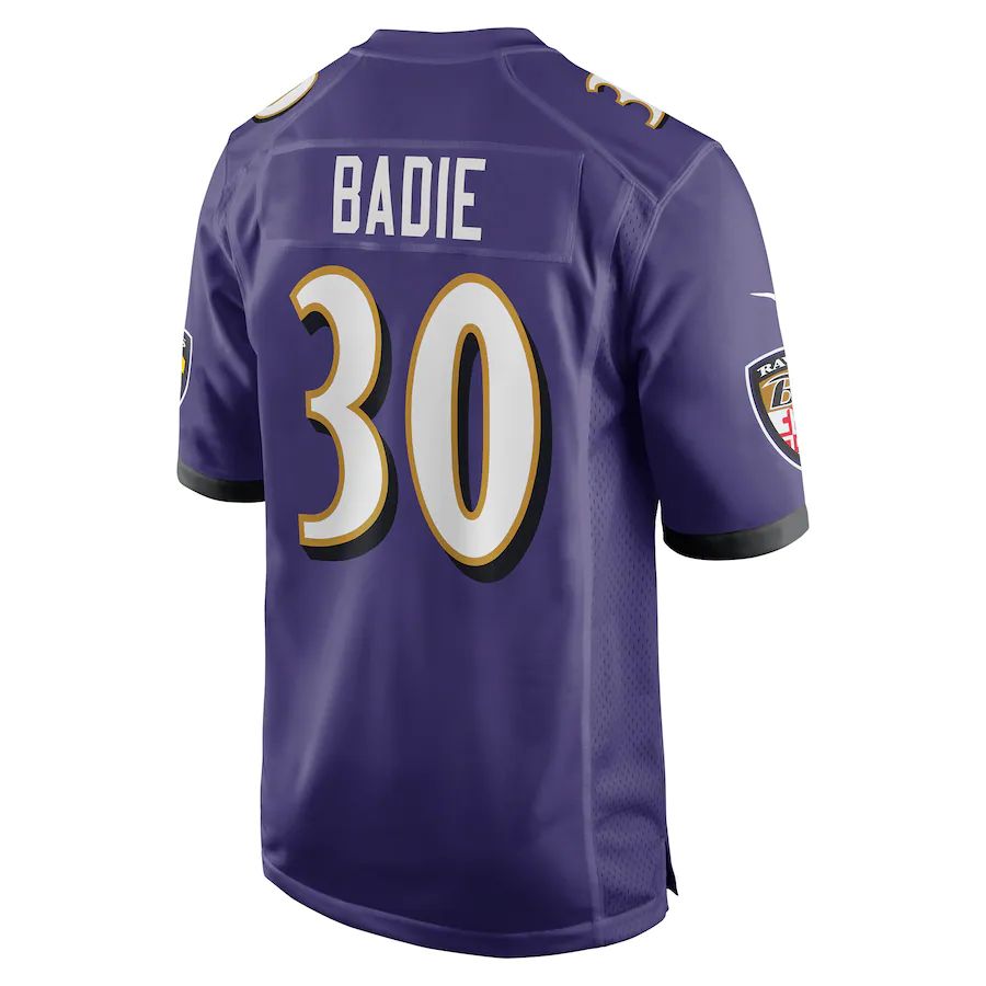 B.Ravens #30 Tyler Badie Purple Player Game Jersey Stitched American Football Jerseys - Main View