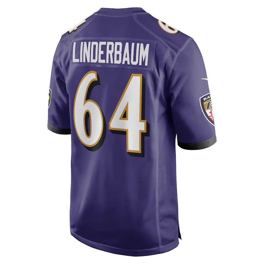 B.Ravens #64 Tyler Linderbaum Purple 2022 Draft First Round Pick Game Jersey Stitched American Football Jerseys - Main View