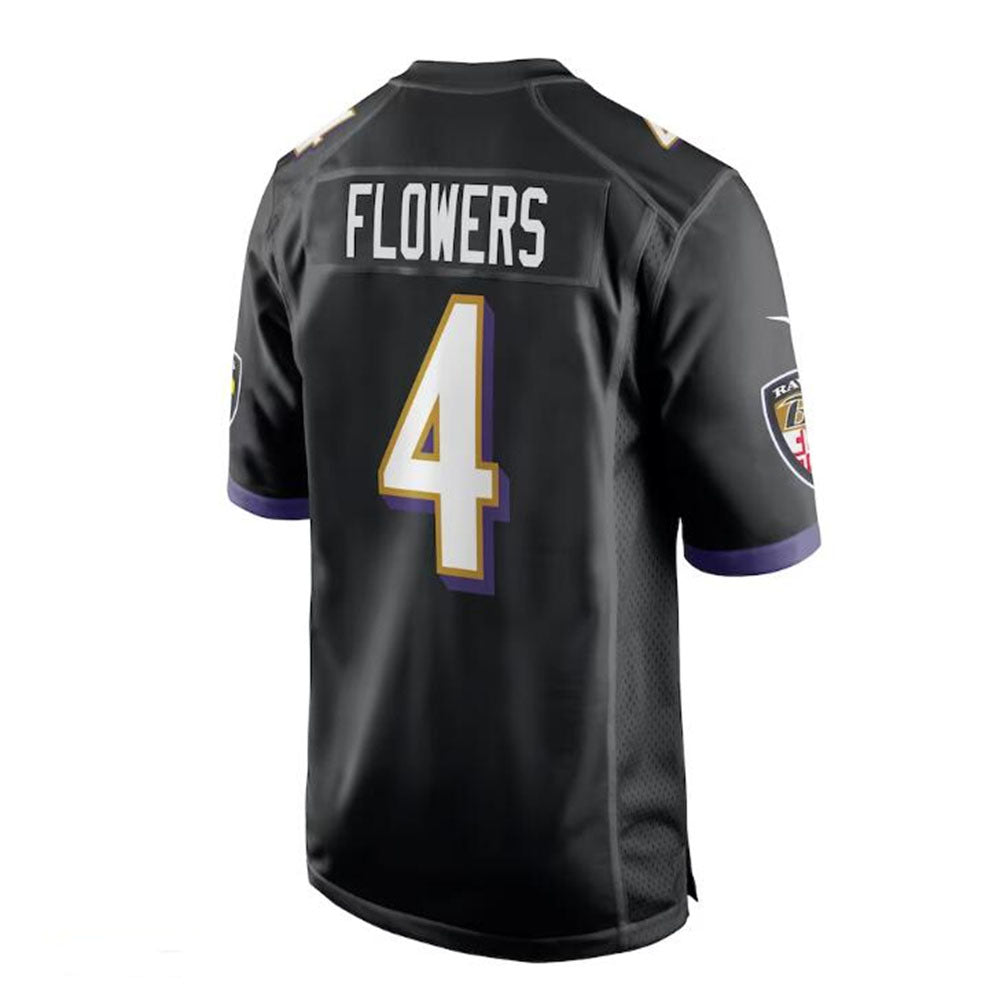 B.Ravens #4 Zay Flowers Black Team Game Jersey Stitched American Football Jerseys - Main View