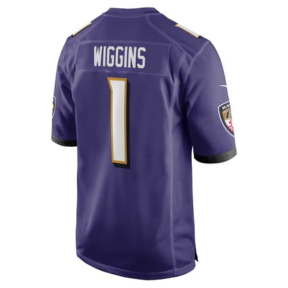 B.Ravens #1 Nate Wiggins 2024 Draft First Round Pick Player Game Jersey - Purple American Football Jerseys - Main View