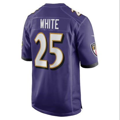 B.Ravens #25 Tre'Davious White Purple Team Game Stitched American Football Jerseys - Main View