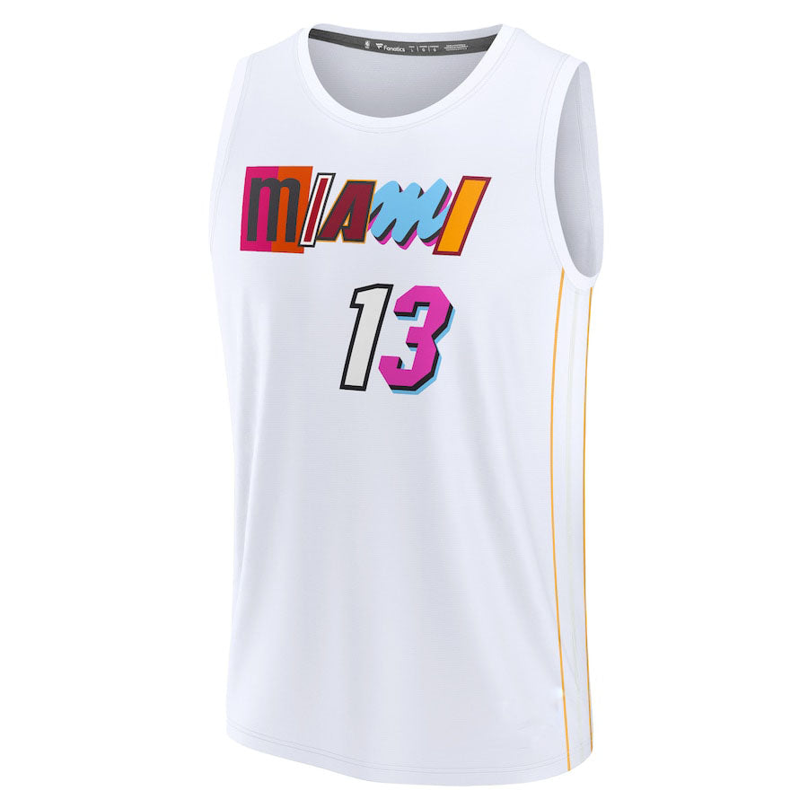 M.Heat #13 Bam Adebayo Fanatics Branded 2022-23 Fastbreak Jersey City Edition White Stitched American Basketball Jersey - Main View