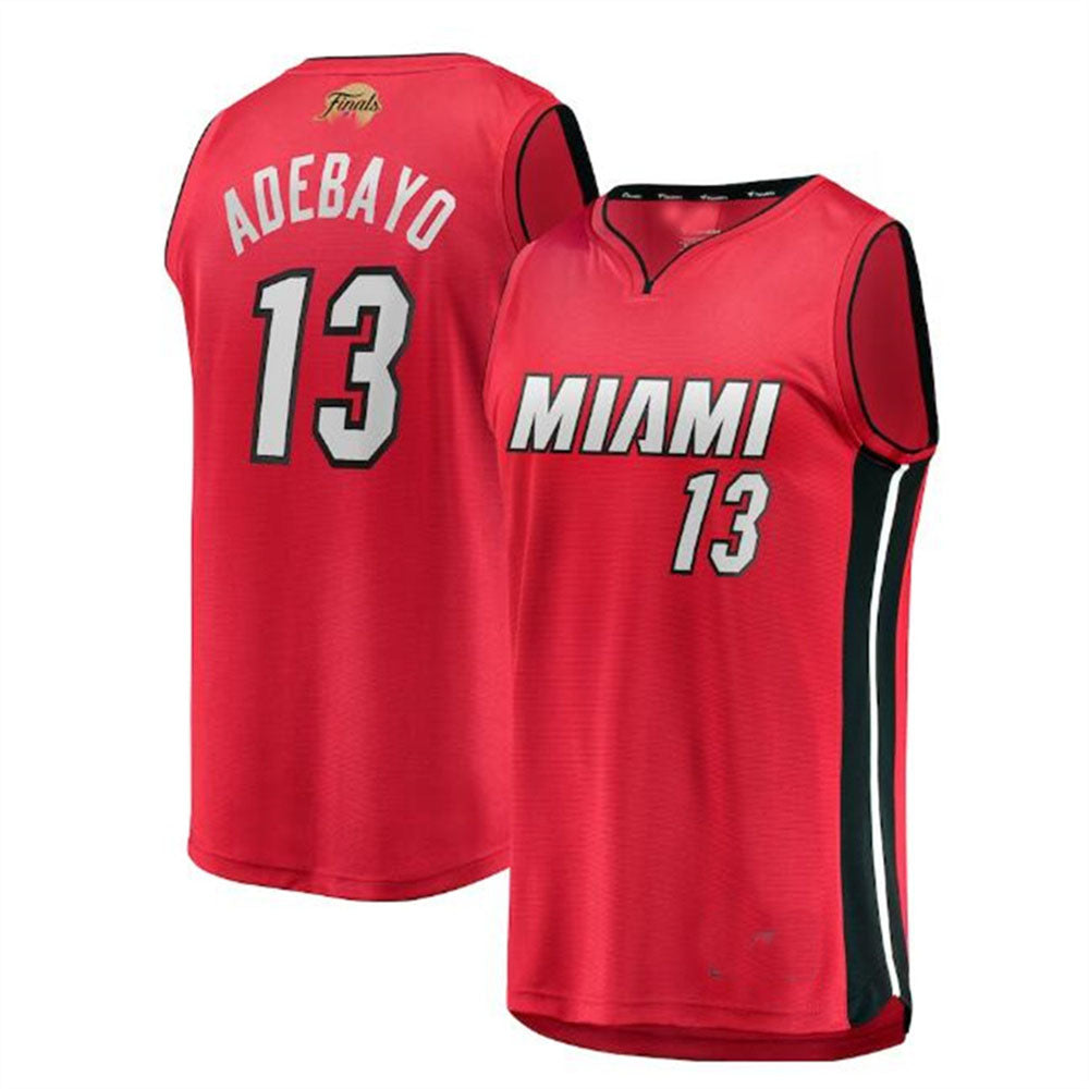 M.Heat #13 Bam Adebayo Fanatics Branded 2023 Finals Fast Break Player Jersey - Statement Edition - Red Stitched American Basketball Jersey - Main View