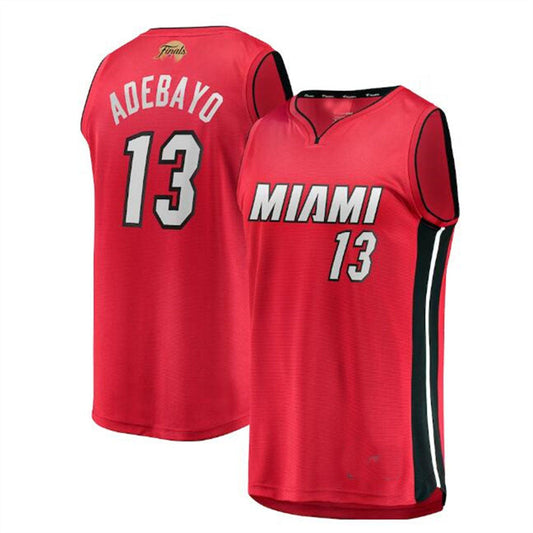 M.Heat #13 Bam Adebayo Fanatics Branded 2023 Finals Fast Break Player Jersey - Statement Edition - Red Stitched American Basketball Jersey - Main View