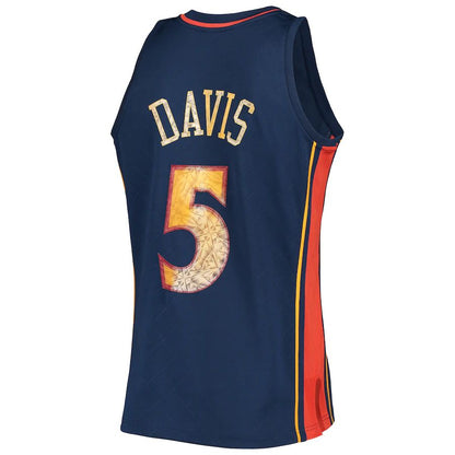 G.State Warriors #5 Baron Davis Mitchell & Ness 1996-97 Hardwood Classics 75th Anniversary Diamond Swingman Jersey Royal Stitched American Basketball Jersey - Main View