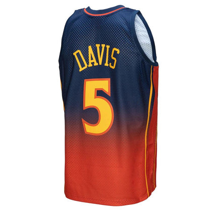 G.State Warriors #5 Baron Davis Mitchell & Ness 2006-07 Hardwood Classics Fadeaway Swingman Player Jersey Navy Orange Stitched American Basketball Jersey - Main View