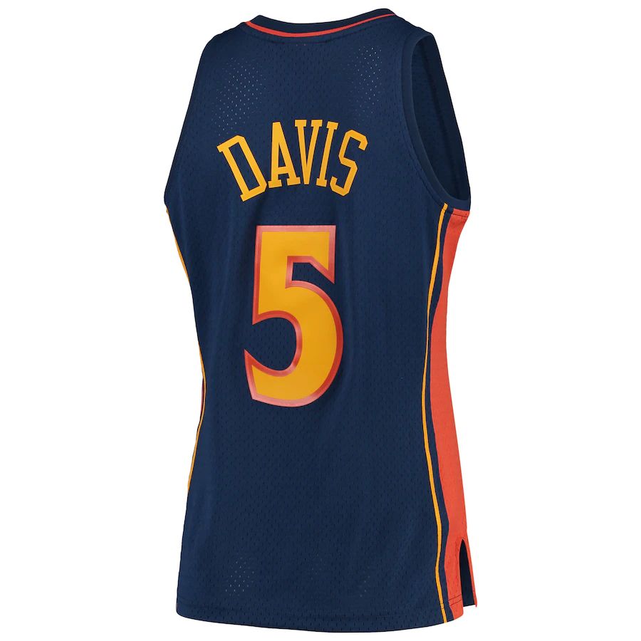 G.State Warriors #5 Baron Davis Mitchell & Ness 2006-07 Hardwood Classics Swingman Player Jersey Navy Stitched American Basketball Jersey - Main View