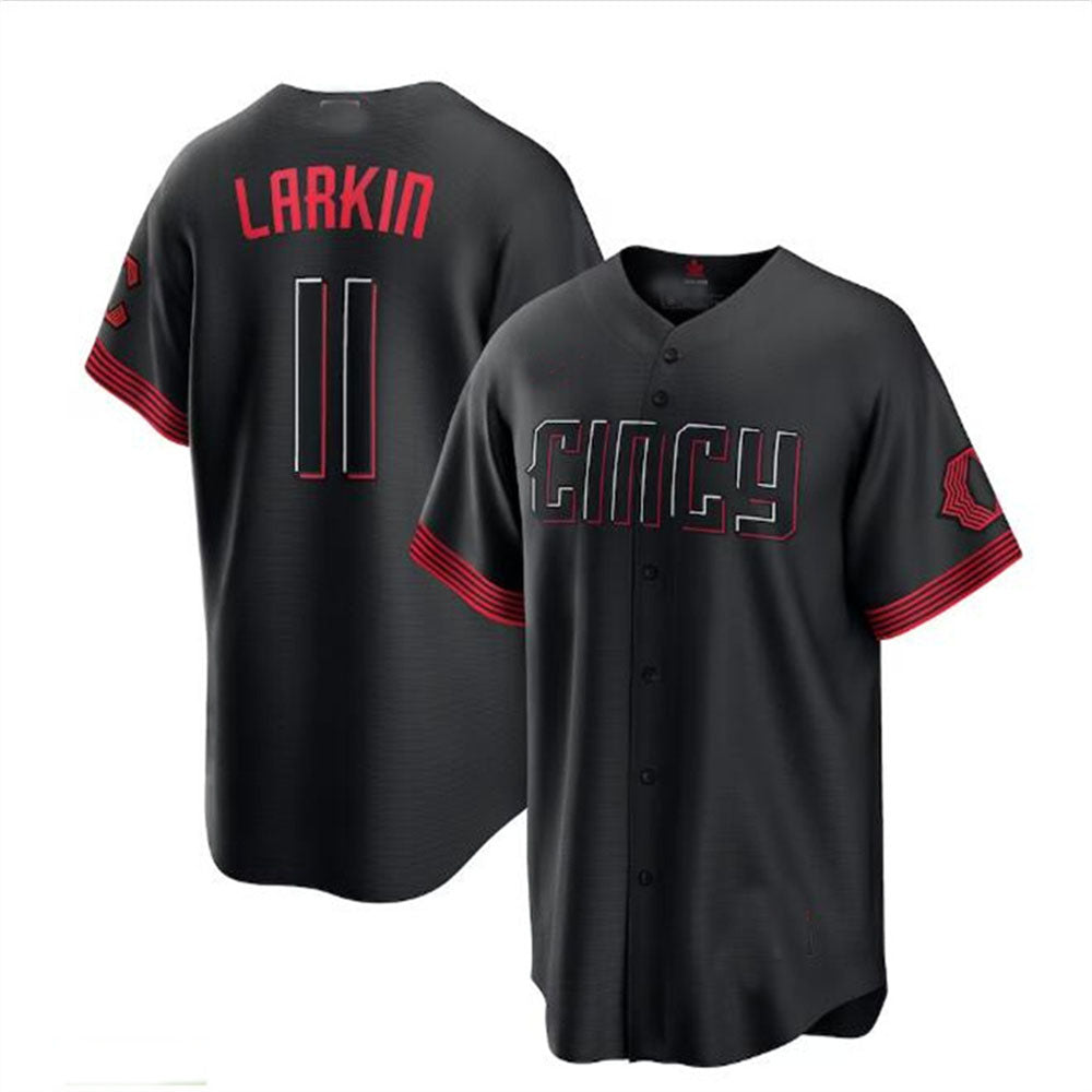 Cincinnati Reds #11 Barry Larkin 2023 City Connect Replica Player Jersey - Black Baseball Jerseys - Main View