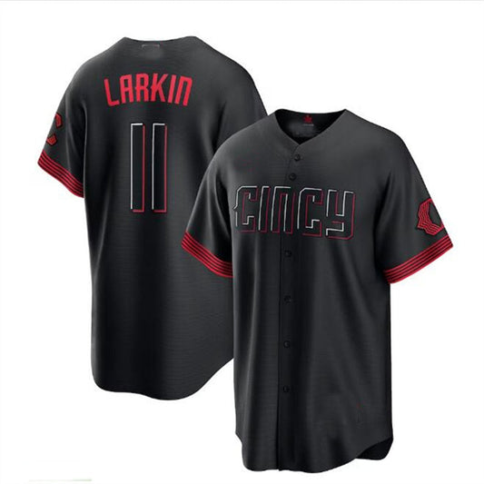 Cincinnati Reds #11 Barry Larkin 2023 City Connect Replica Player Jersey - Black Baseball Jerseys - Main View