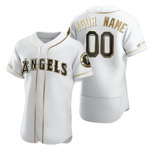 Baseball Jerseys Custom Los Angeles Angels Jersey Golden Edition White Stitched Any Name And Number - Main View