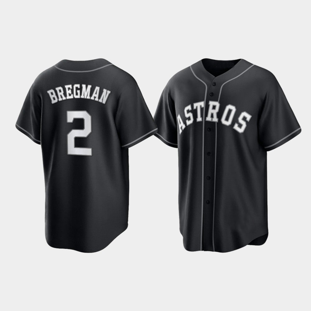 Baseball Houston Astros Alex Bregman 2021 All Black Fashion Jersey - Main View