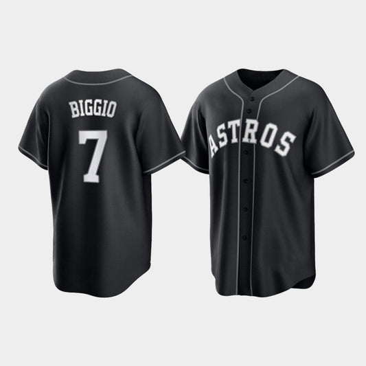 Baseball Houston Astros Craig Biggio 2021 All Black Fashion Jersey - Main View