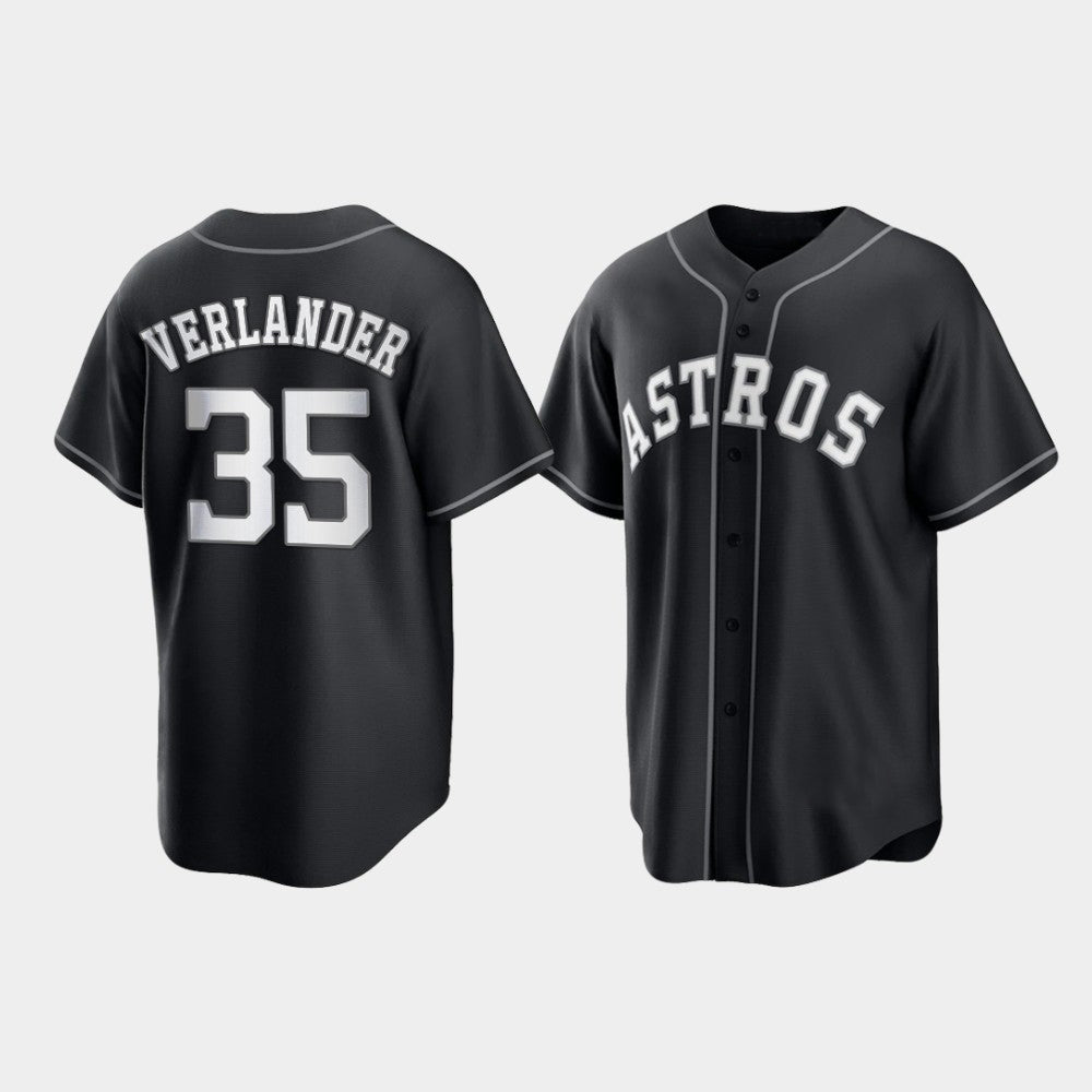 Baseball Houston Astros Justin Verlander 2021 All Black Fashion Jersey - Main View