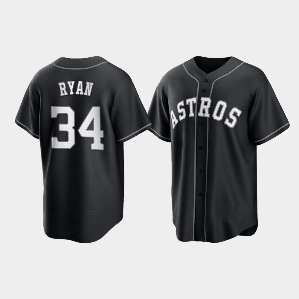 Baseball Houston Astros Nolan Ryan 2021 All Black Fashion Jersey - Main View