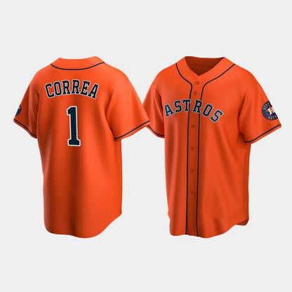 Baseball Houston Astros #1 Carlos Correa Orange Stitched Jersey - Main View