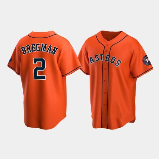 Baseball Houston Astros #2 Alex Bregman Orange Stitched Jersey - Main View