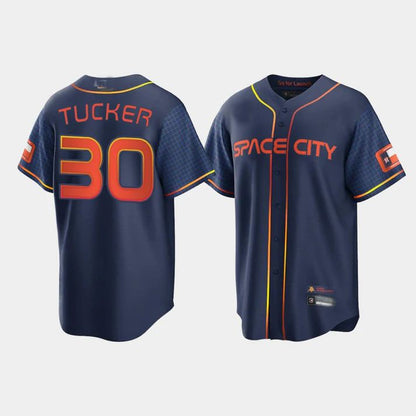 Baseball Jerseys New Houston Astros # 30 Kyle Tucker Navy Stitched 2022 Space City Connect Jerseys - Main View