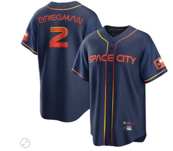 Baseball Jerseys New Houston Astros #2 Alex Bregman Navy Stitched 2022 Space City Connect Jersey - Main View