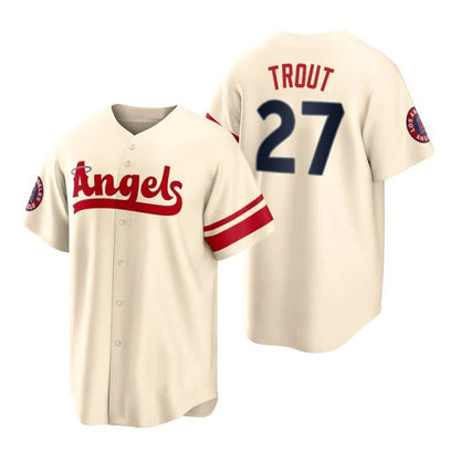 Baseball Jerseys Los Angeles Angels #27 Mike Trout Cream Stitched City Connect Jersey - Main View