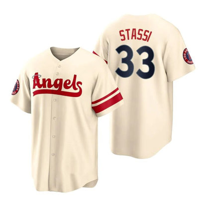 Baseball Jerseys Los Angeles Angels #33 Max Stassi Cream Stitched City Connect Jersey - Main View