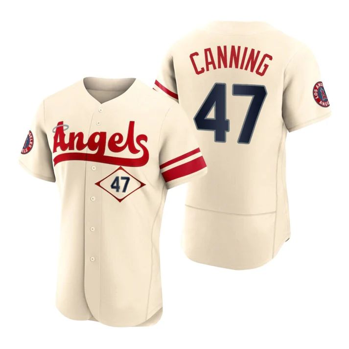 Baseball Jerseys Baseball Los Angeles Angels #47 Griffin Canning Cream Stitched 2022 City Connect Jersey - Main View