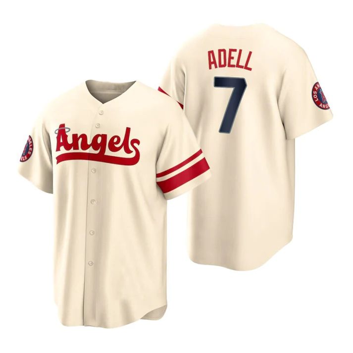 Baseball Jerseys Los Angeles Angels #7 Jo Adell Cream Stitched 2022 City Connect Jersey Men Youth Women - Main View