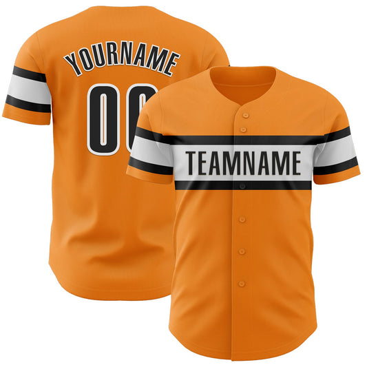 Custom Bay Orange Black-White Authentic Baseball Jersey - Main View