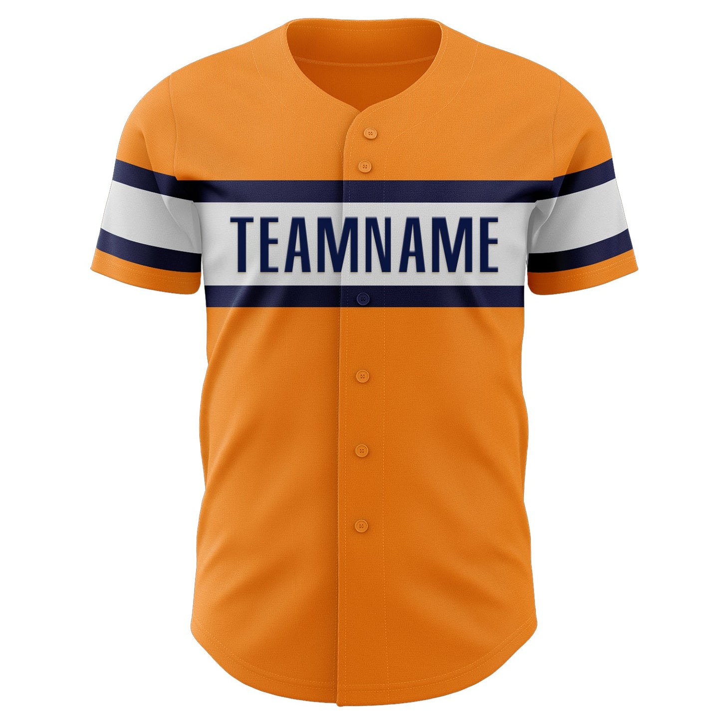 Custom Bay Orange Navy-White Authentic Baseball Jersey view 2