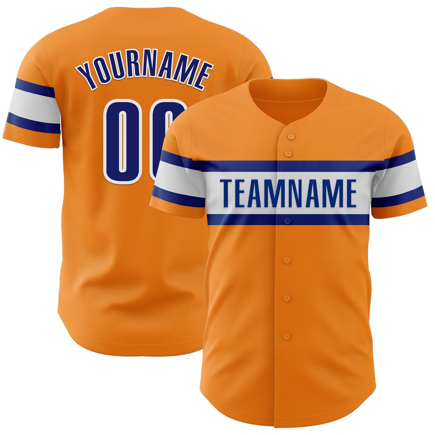 Custom Bay Orange Royal-White Authentic Baseball Jersey - Main View