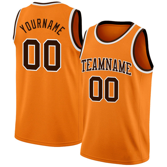 Custom Bay Orange Brown-White Authentic Basketball Jersey - Main View