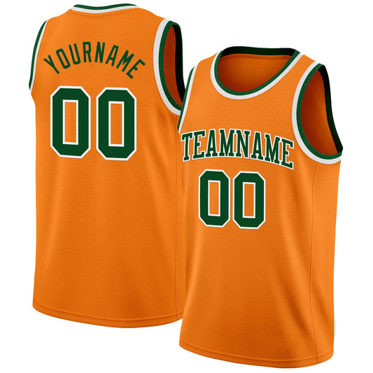 Custom Bay Orange Green-White Authentic Basketball Jersey - Main View