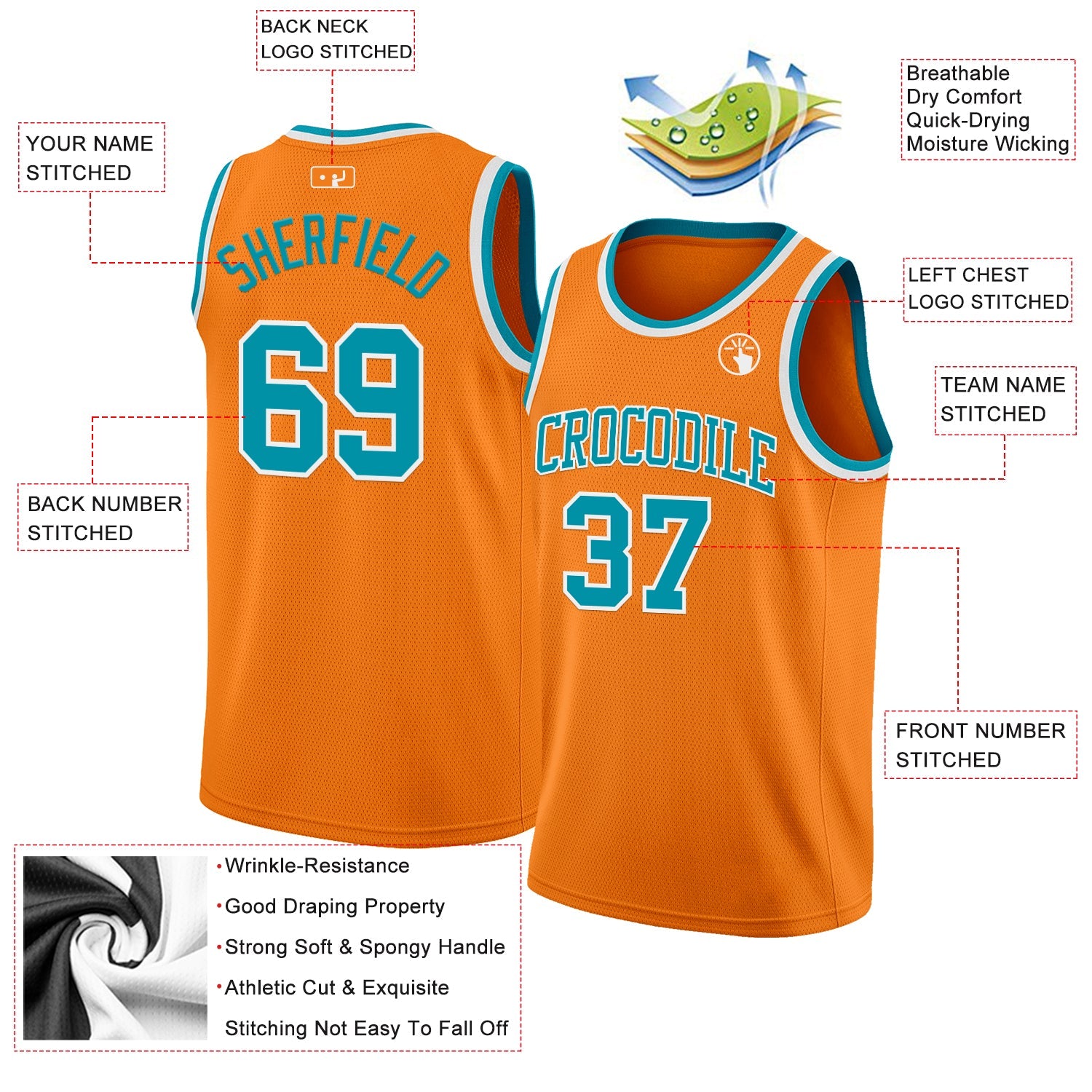 Custom Bay Orange Teal-White Authentic Basketball Jersey view 2