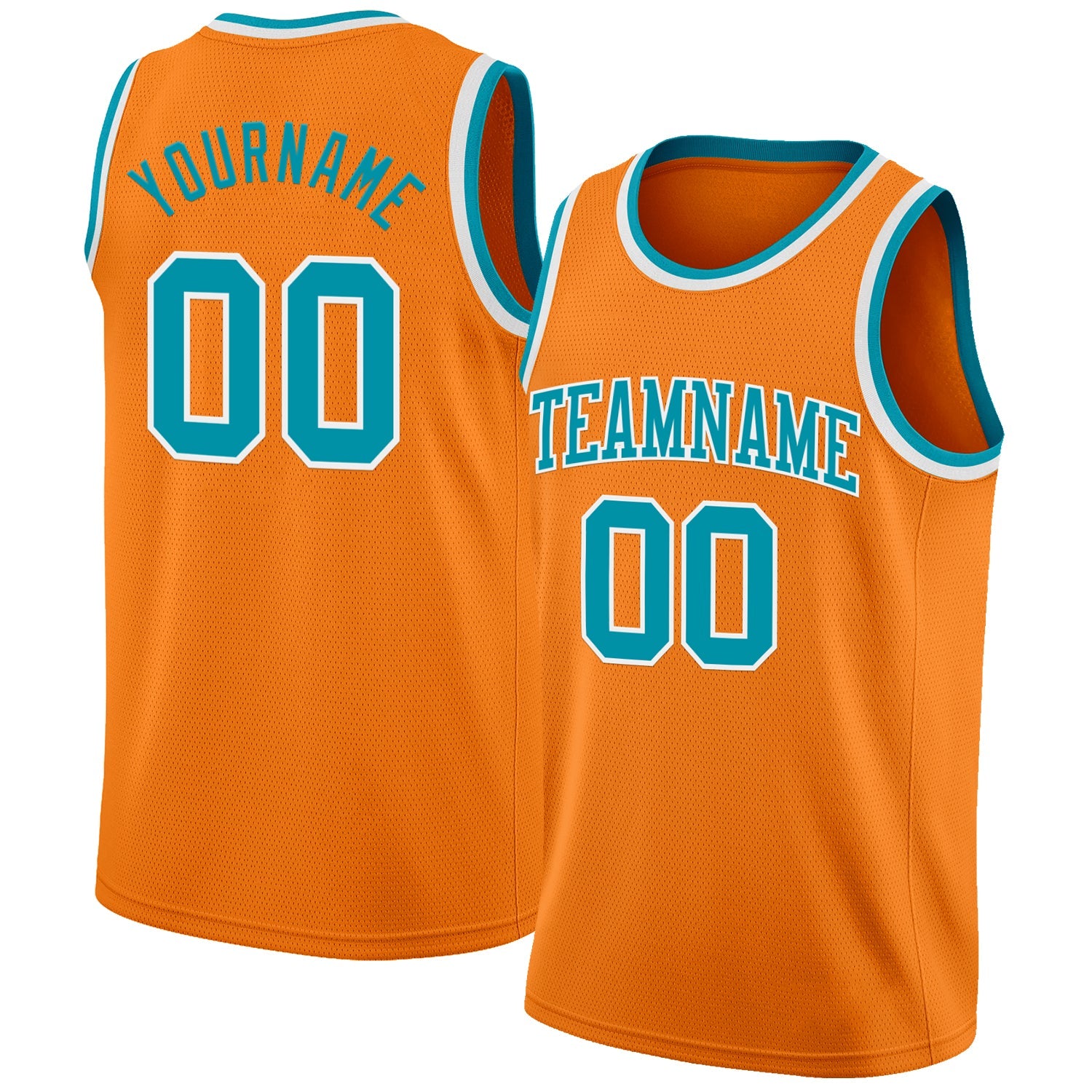 Custom Bay Orange Teal-White Authentic Basketball Jersey - Main View