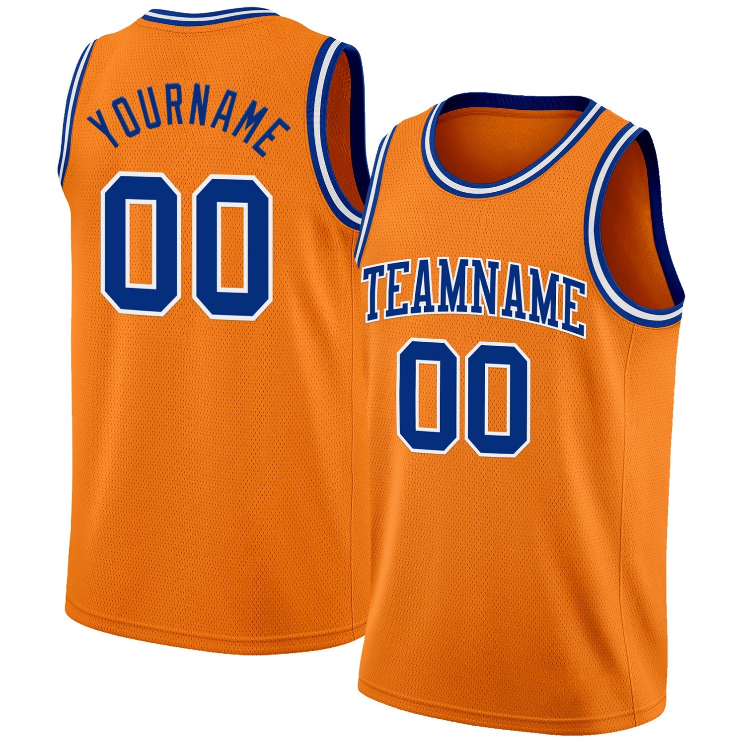 Custom Bay Orange Royal-White Authentic Basketball Jersey - Main View