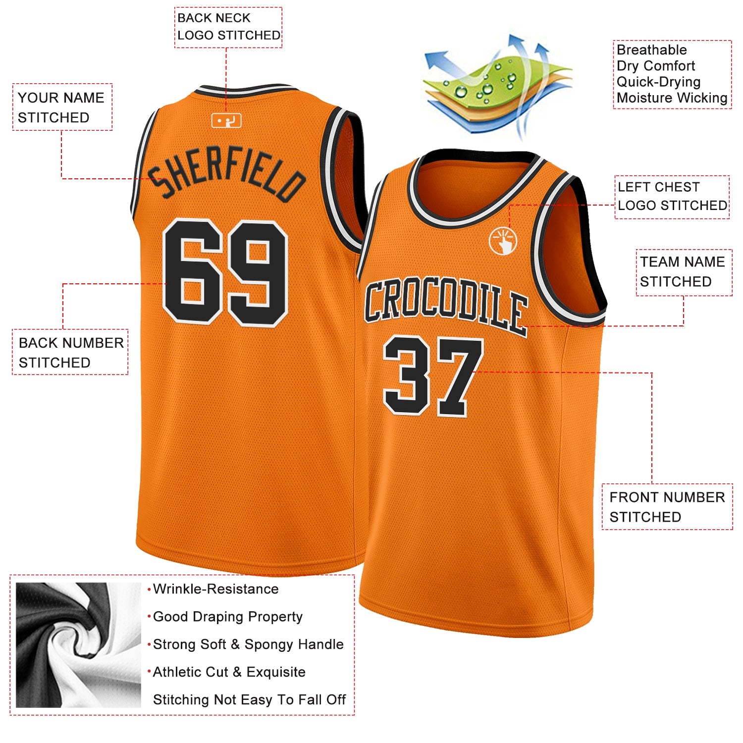 Custom Bay Orange Black-White Authentic Basketball Jersey view 2