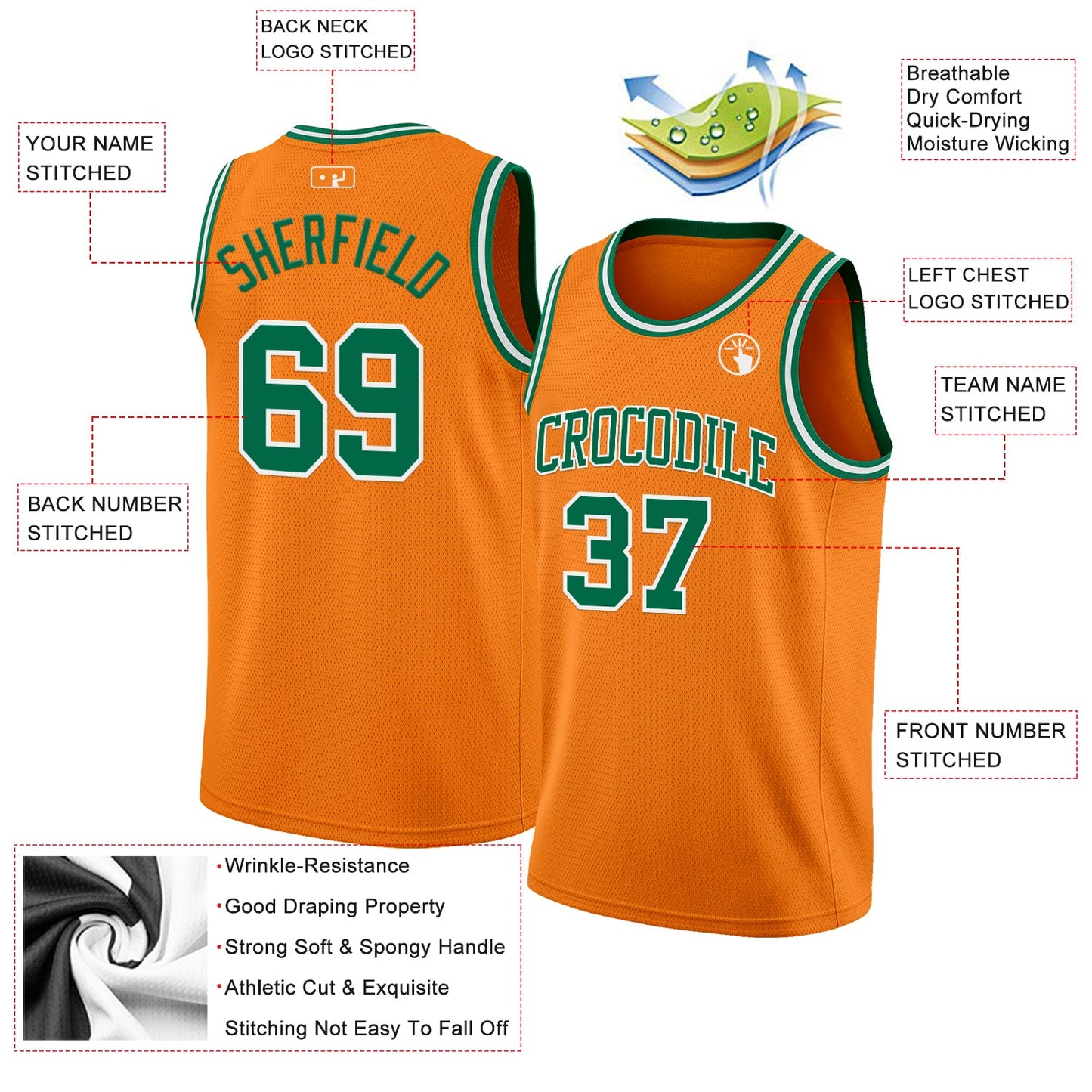 Custom Bay Orange Kelly Green-White Authentic Basketball Jersey view 2