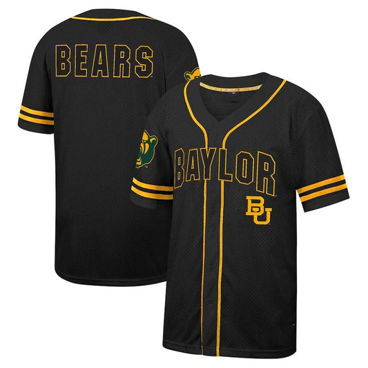 B.Bears Colosseum Free Spirited Mesh Button-Up Baseball Jersey - Black Stitched American College Jerseys - Main View