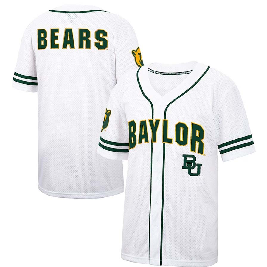 B.Bears Colosseum Free Spirited Mesh Button-Up Baseball Jersey - White Stitched American College Jerseys - Main View