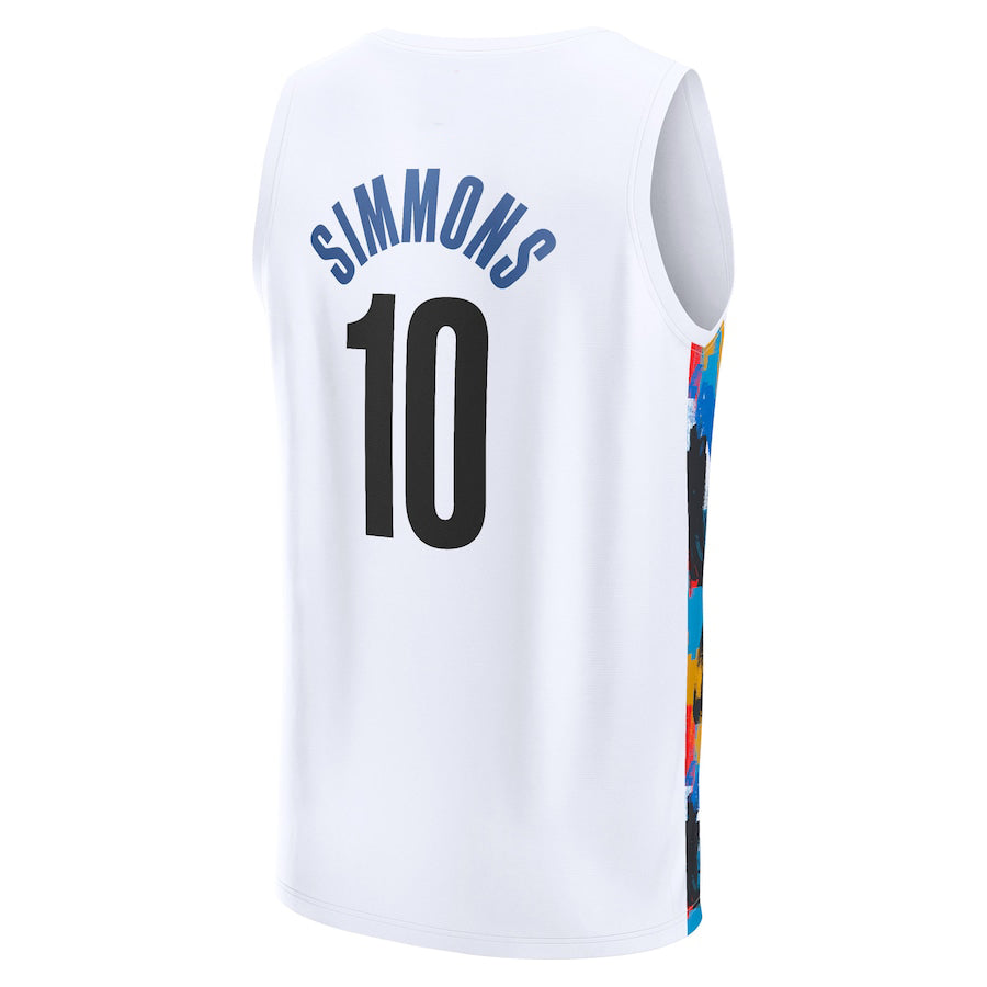 B.Nets #10 Ben Simmons Fanatics Branded 2022-23 Fastbreak Jersey City Edition White Stitched American Basketball Jersey - Main View
