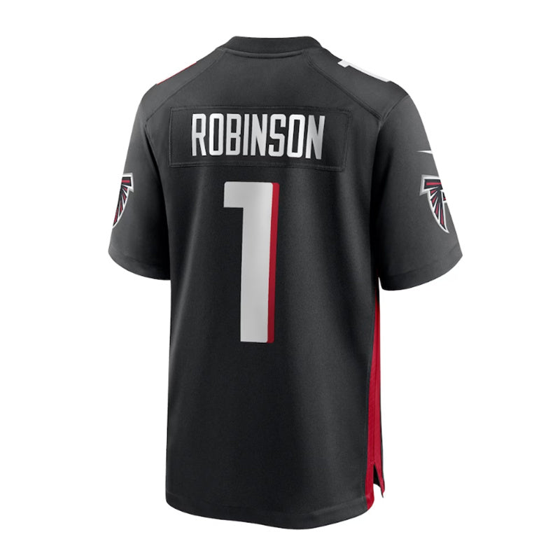 A.Falcons #1 Bijan Robinson 2023 Draft First Round Pick Game Jersey - Black Stitched American Football Jerseys - Main View