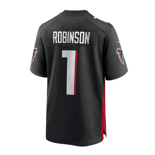 A.Falcons #1 Bijan Robinson 2023 Draft First Round Pick Game Jersey - Black Stitched American Football Jerseys - Main View
