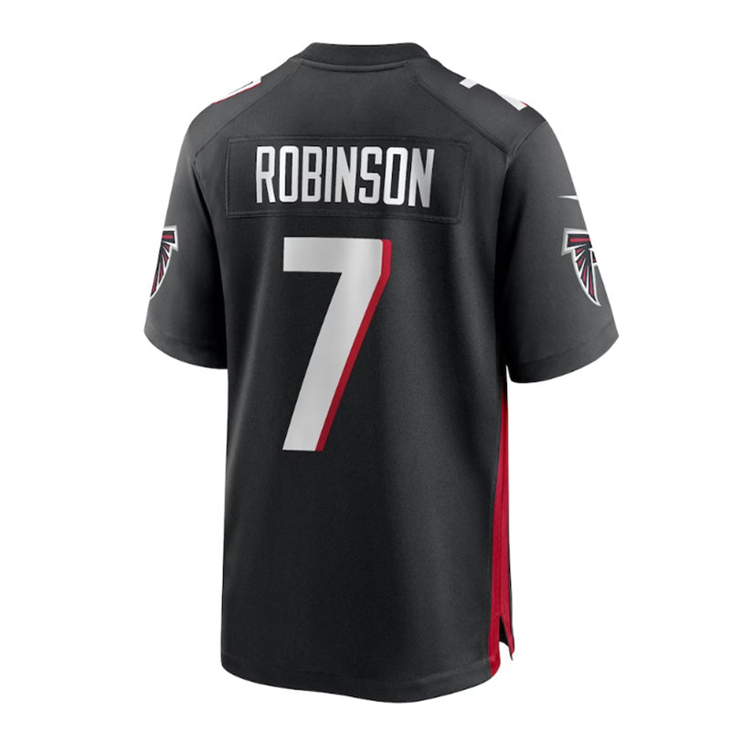 A.Falcons #7 Bijan Robinson 2023 Draft First Round Pick Game Jersey - Black Stitched American Football Jerseys - Main View