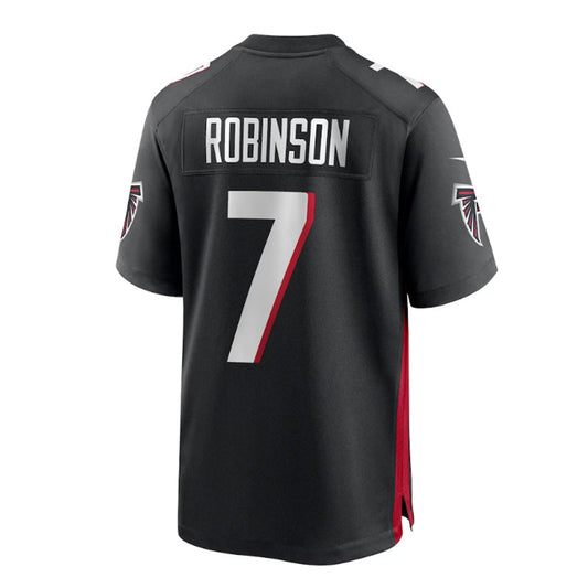 A.Falcons #7 Bijan Robinson 2023 Draft First Round Pick Game Jersey - Black Stitched American Football Jerseys - Main View