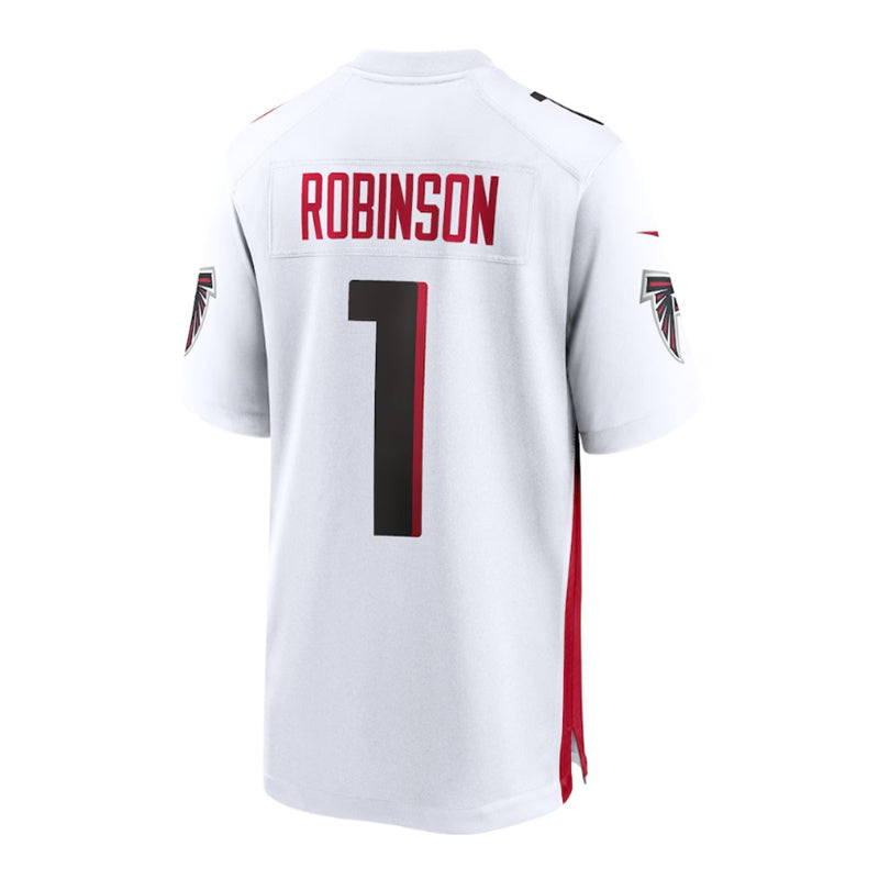 A.Falcons #1 Bijan Robinson Draft First Round Pick Game Jersey - White Stitched American Football Jerseys - Main View