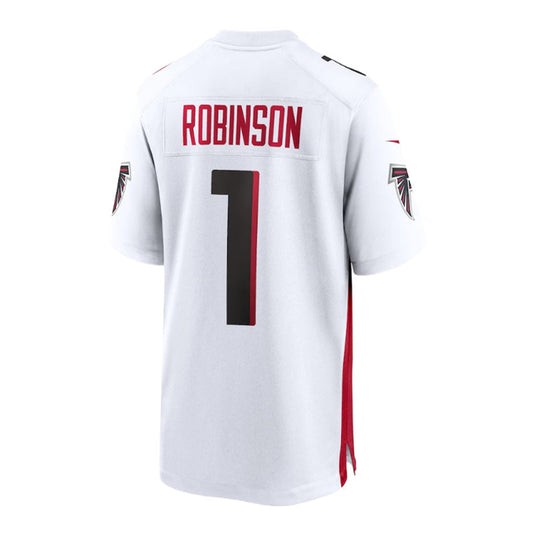 A.Falcons #1 Bijan Robinson Draft First Round Pick Game Jersey - White Stitched American Football Jerseys - Main View